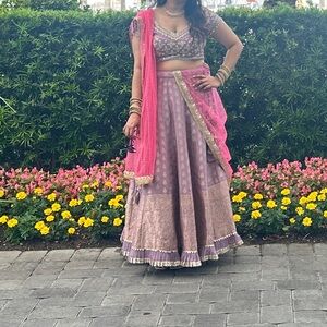 Ethnic Indian Wear Pink and Purple Lehenga
